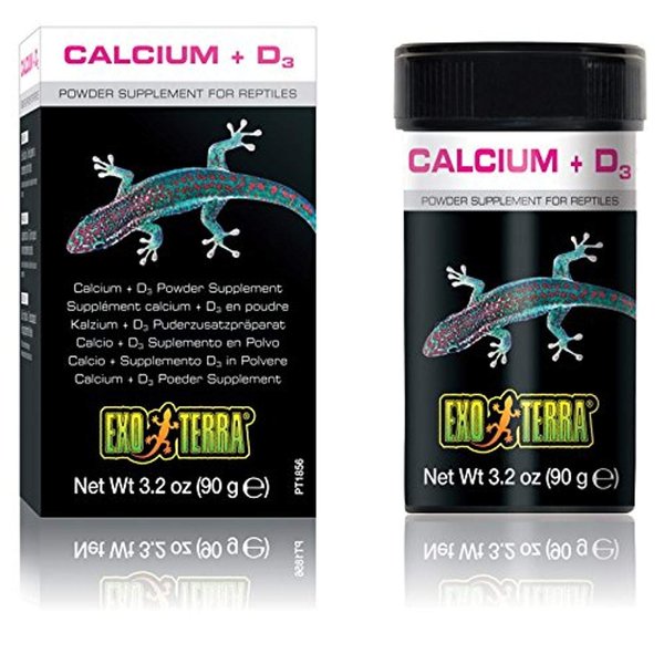 Exo Terra Calcium + D3 Powder Supplement for Reptiles and Amphibians, 3.2 Oz., PT 1856