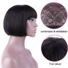Grace Length Short Bob Wigs with Bangs Human Hair 10 Inch Straight Wig with Bangs 100% Brazilian Remy Human Hair Glueless Wig with Bang 150% Density Machine Made Wigs For Women Natural Black