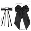 4 Pcs Hair Bows Clips for Women Girls - Silky Satin Big Bows Clips | White/Black Bow Hair Barrettes | Tassel Hair Ribons Bows with Oversized Long Tail - 2 Style