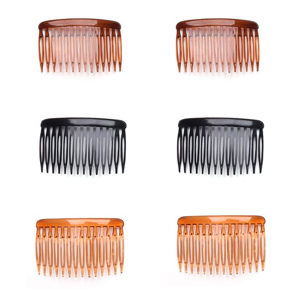 Ruwado 6 Pcs 14 Teeth Hair Side Comb Transparent Twist French Vintage Style Hair Clips Pins Accessories for Women Girls Bridal Wedding Veil Fine Hair