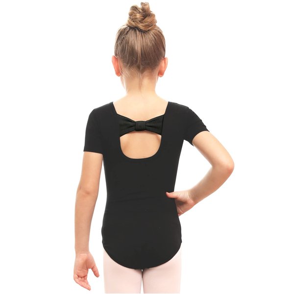 Stelle Leotard for Girls Toddler Ballet Leotards Dance Gymnastics Outfits with Bow Back (Black, 4T)