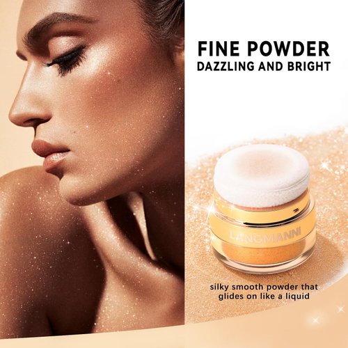 HOSAILY Polvo De Hadas Body Highlighter Powder, Face Brightening Shimmer Body Glitter Contour Patting Powder, Sparkling Blush Highlighter Powder for Face Eyes Body Glow Makeup, B# Golden Brown