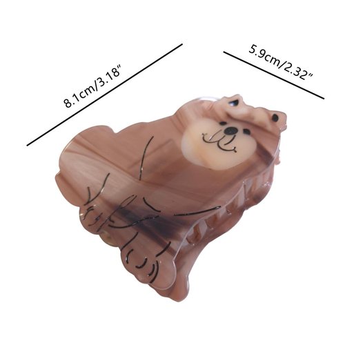 Funny Brown Bear Hair Clip,Acetate Claw Clips,Hair Clips for Women