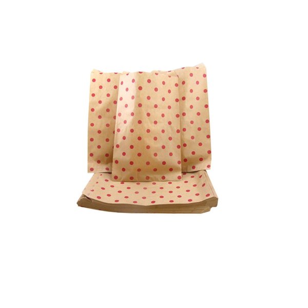 CuteBox Flat Paper Red Polka Dot Kraft Gift Bags (8.5" x 11") for Merchandise, Crafts, Party Favors, Retail, Handmade Goods, Arts and Crafts, Outdoor Events, Holidays, Weddings 100pc