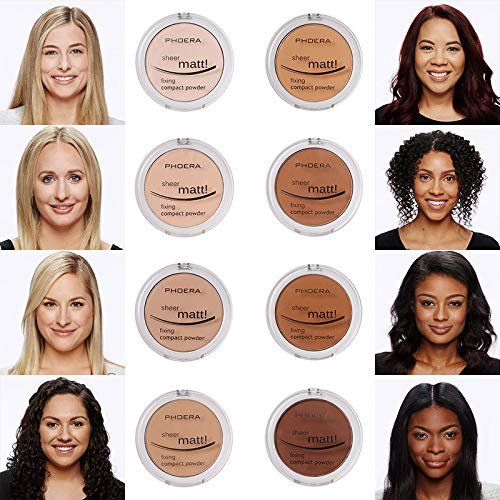 2 Pack PHOERA Matte Face Powder, Control Oil Brighten Skin Color Cover Blemish Whitening Makeup Face Setting Setting Powder Foundation。202- Natural Beig