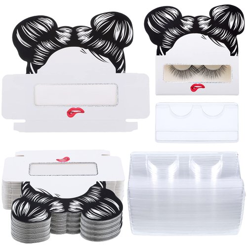 24 Pieces Eyelash Boxes Eyelash Cases Empty Lash Packaging Bulk Eyelash Storage Box False Eyelash Case Holder with Plastic Eyelash Trays Fits 25mm for False Eyelashes Women Girls