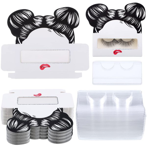 24 Pieces Eyelash Boxes Eyelash Cases Empty Lash Packaging Bulk Eyelash Storage Box False Eyelash Case Holder with Plastic Eyelash Trays Fits 25mm for False Eyelashes Women Girls
