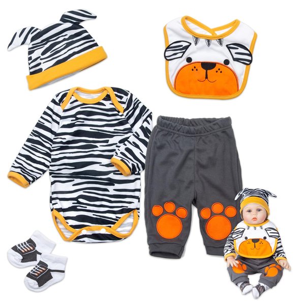 22'' Medylove Reborn Baby Doll Clothes Set Boy for 20- 22 inch Reborn Doll Tiger Outfit Accessories 4 Pieces