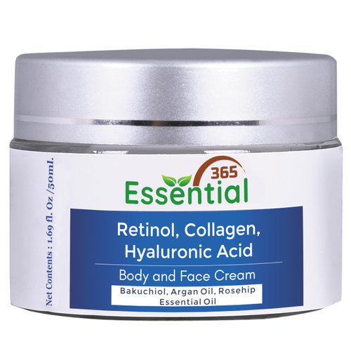 Essential365 Retinol Face Moisturizer, Collagen Skin Care | Hyaluronic Acid Face Cream | Hydrating Night Cream | Enriched with Bacuchiol, Argan Oil, Rosehip Oil, Grape Seed | 1.7Oz (50ml)