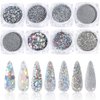 Holographic Nail Art Sequins Glitter Kits, KISSBUTY 8 Boxes Holographic Nails Powder Nail Art Sequins Metallic Shining Flakes Silver Nail Glitter Set for Nails Art Decoration Holographic Manicure