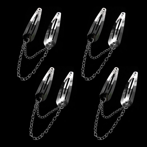 8Pcs Silver Metal Snap Hair Clips Chain Cross Heart Hair Barrettes Clips with Pendant Girls Clips and Barrettes Hair Accessories