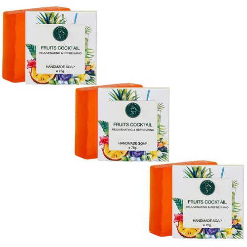 AATMANA Fruits Cocktail Handmade Natural Bar Soap for Men & Women, Moisturizing Body & Face Soap, 7.9 Oz Soap Bars (3 Soap Set)