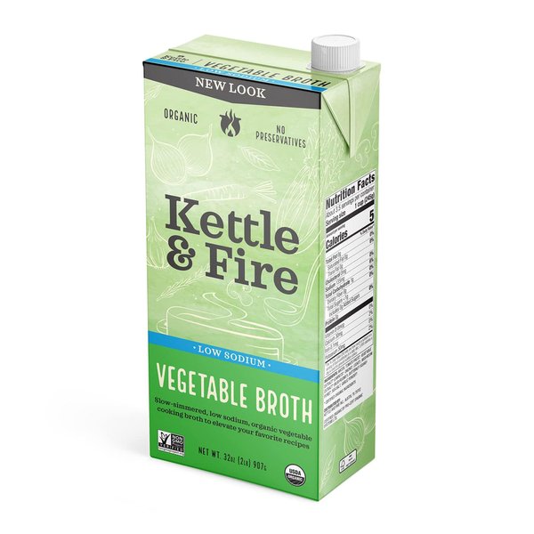 KETTLE & FIRE Organic Vegetable Cooking Broth Low Sodium, 32 OZ