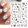 Nail Art Stickers Decals, Self Adhesive Nail Stickers Nail Art Supplies Black White Nail Designs 3D Checkerboard Flame Star Moon Smile Line Nail Stickers for Acrylic Nails Women Manicure Decorations