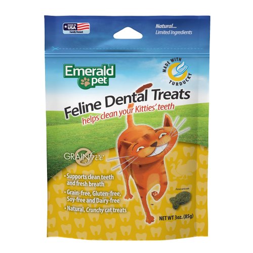 Feline Dental Treats — Tasty and Crunchy Cat Dental Treats Grain Free — Natural Dental Treats to Clean Cat Teeth, Freshen Cat Breath, and Reduce Plaque and Tartar Buildup — Turducky Treats, 3 oz