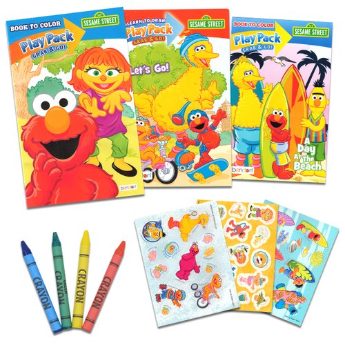 Set of 15 Kids Play Packs Bundle ~ Fun Party Favors Coloring Book Crayons Stickers Loot Bags (Sesame Street)