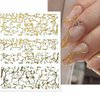 9 Sheet Gold Line Nail Art Stickers 3D Self-Adhesive Metal Nail Decal Laser Gold Flower Leaf Butterfly Flame Design Nail Art Supplies for Women Acrylic Nail Decorations Accessories