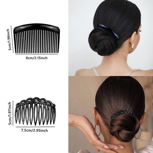 24 Pieces Hair Side Combs French Twist Hair Comb Set Lightweight Plastic 11/25 Teeth Hair Comb Clips for Women Girls Hair Accessories(Black, Transparent, Light Brown)