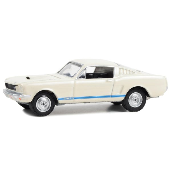 1965 Shelby GT350 White with Blue Stripes (Lot #1381) Barrett Jackson Scottsdale Edition Series 12 1/64 Diecast Model Car by Greenlight 37290C