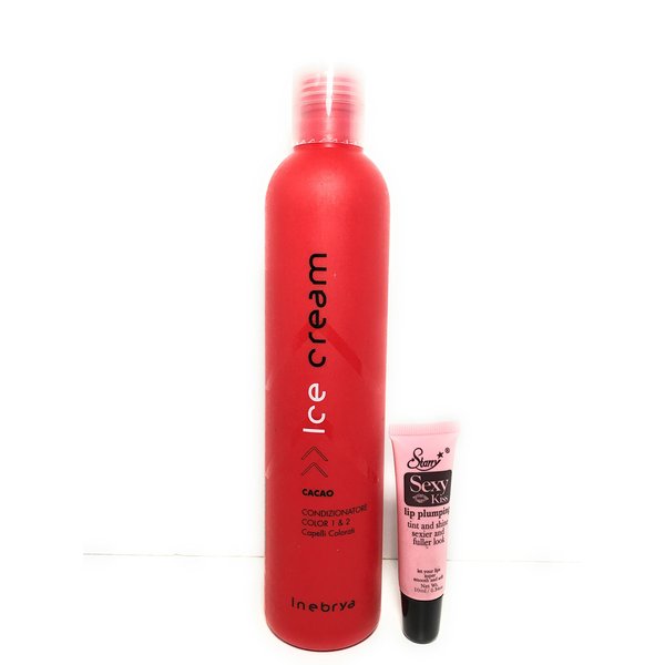 Inebrya Ice Cream Cacao Conditioner for Colored Hair 11.83 Oz Discontinued - Free Starry Lip Plumping Gloss 10ml
