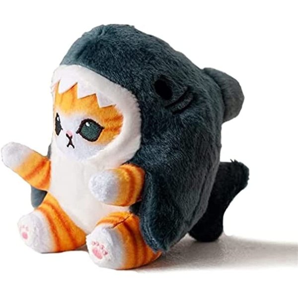 TQJOUJOU Cute Shark Cat Plush Toy, 8'' Cat Face Shark Stuffed Animal Plushies Doll, Kawaii Soft Stuffed Cat Shark Pillow for Boys and Girls Birthday Gift (Blue)