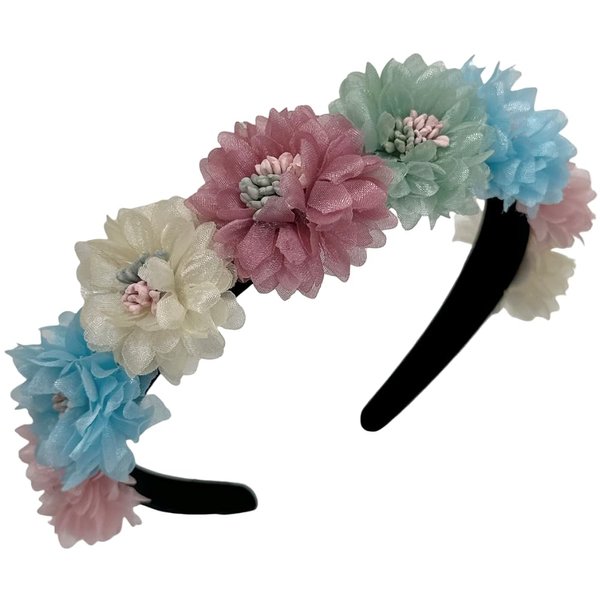 Flower Headbands Bridal Hair Ornaments Rose Floral Hairbands for Women Hair Bands Spring Wedding Garlands Crown Festival Jewelry (light red)