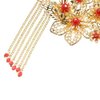 GUEDKIKL 2 Pcs Chinese Hair Comb Set with Long Tassel, Golden Traditional Classical Crystal Pearl Hair Sticks, Ancient Style Hair Accessories for Wedding