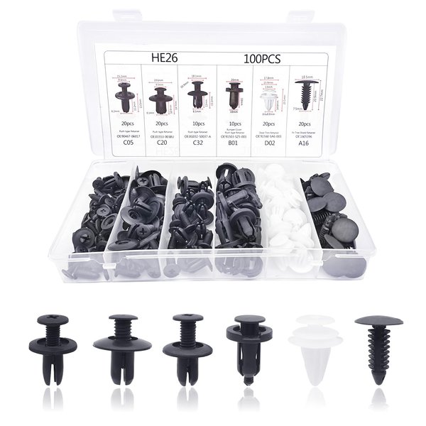 Medsuo 100pcs Plastic Car Body Trim Clips Universal Auto Rivet Fasteners Expansion Screws Push Type Retainers Clips Bumper Clips Panel Clips Car Accessories with Storage Box