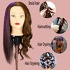 Female Mannequin Head with 100% Real Human Hair, 22"-24"Nature Brown Cosmetology Manikin Head Hair Styling Hairdressing Practice Cutting Styling Training Doll Heads with Clamp Holder clips and comb