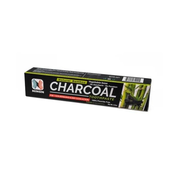 Ninon Charcoal Toothpaste (6.5oz) 1 Pack- 100% Fluoride Free - No Saccharin - No Paraben - Vegetable Base