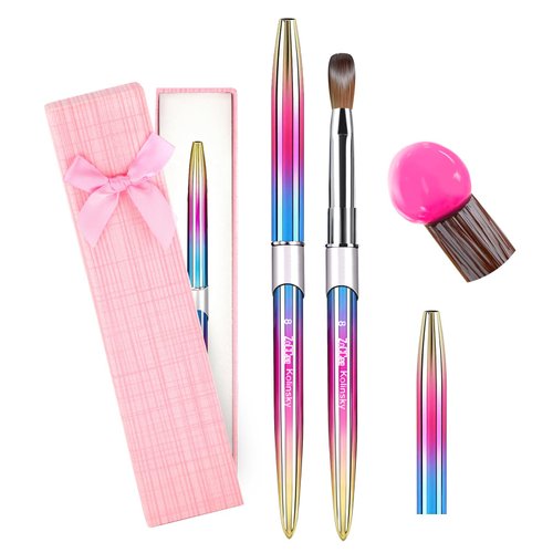 Acrylic Nail Brush - ZoCCee 100% Kolinsky Nail Brushes for Acrylic Application - Acrylic Powder Brush for Nail Art - Nail Brush Acrylic for Professional Manicure DIY Home Salon (#8, Gradient)