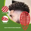 KOUPA Silicone Curly Hair Brush with Pick Comb, One Piece Twist Curl Comb for Afro Curls, Washable Hair Tool for Men Women, Red