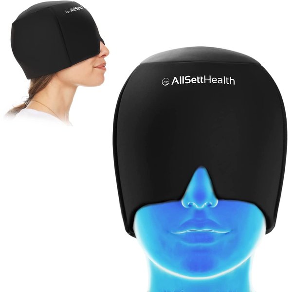 Migraine Relief Cap Ice Head Wrap Headache and Migraine Hat | Headache Relief with Hot/Cold Gel Head Ice Pack with Face and Eye Headache Mask Compress