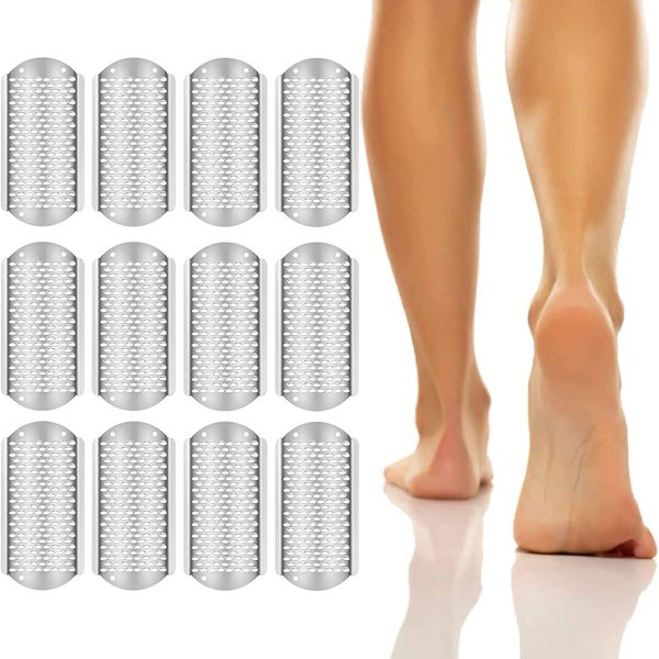 12Pcs Foot File Callus Remover Replacement Blades Pedicure Tools for Feet Detachable Foot Scrubber Hard Skin Remove Stainless Steel Big Hole for Wet and Dry Feet
