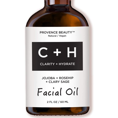 Provence Beauty | Clarify + Hydrate Facial Oil - Cold Pressed Jojoba + Rosehip + Clary Sage Oils - Anti-Wrinkle Solution - 2 OZ