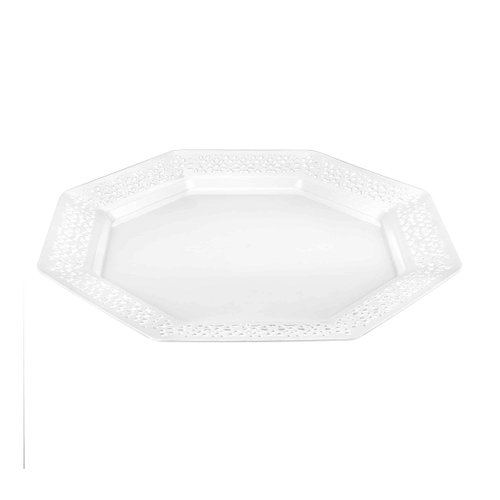 Lillian Collection Plastic Plates -9.25" | Pearl Lacetagon | Pack of 10