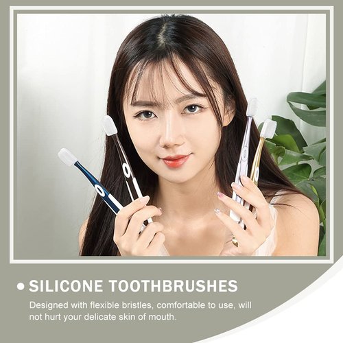 Healifty 4Pcs Silicone Toothbrushes Bristles Toothbrush Soft Toothbrush for Sensitive Teeth Manual Toothbrush for Adults Teenagers