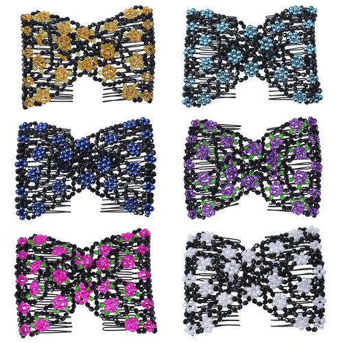 Ruihfas 6Pcs/Pack Magic Women's Easy Stretch Hair Comb Twist Up Do Insert Combs Bridal Hair Clips