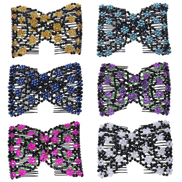 Ruihfas 6Pcs/Pack Magic Women's Easy Stretch Hair Comb Twist Up Do Insert Combs Bridal Hair Clips