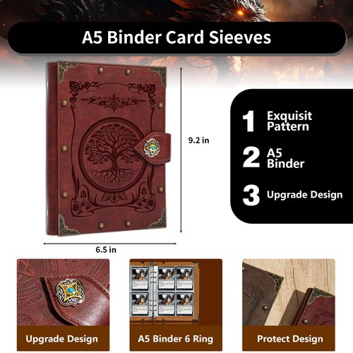 Durotan Card Binder 4-Pocket,Premium Trading Card Binder,Double Sided Pocket Collection Binder,Collector Album,Card Holder Holds 240 Cards for MTG,TCG,Yugioh,Game Cards