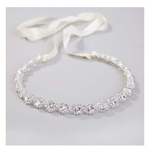 Crystal Wedding Headband Bridal Headpiece Hair Jewelry for Brides and Bridesmaids Silver