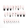 MISUD French Tip Press on Nails Long Coffin False Nails Glossy Fake Nails Rhinestone & Glitter Glue on Nails Black and White Acrylic Nails with Designs for Women and Girls 24Pcs