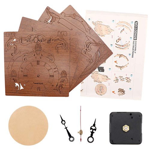 OWNONE 1 Wooden 3D Puzzle Clock Model Kit for Adults, DIY Desk Clock, Dark Wooden 3D Puzzles, Crafts Gifts for Kids Children