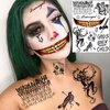 COKTAK 6 Sheets Joker Tattoos Halloween Makeup Kit Cosplay Costume, HQ Clown Joker Face Tattoos Stickers, Fake Joker Hand Temporary Tattoos Halloween Costume Decals, Bulk Prisoner Inmate Rapper Gothic Tattoos Set