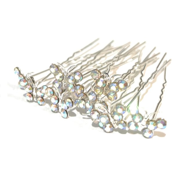 Shop Ginger Wedding Rhinestones U Shape Butterfly Hair Pins Party Flower Girl Bridal Bridesmaid Pack of 10pcs (AB)