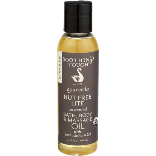 Soothing Touch Nut Free Lite Organic Bath Body & Massage Oil, Unscented, 4 Ounce
