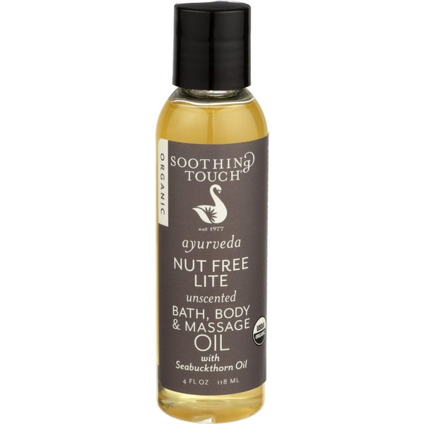 Soothing Touch Nut Free Lite Organic Bath Body & Massage Oil, Unscented, 4 Ounce