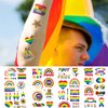 10 Sheets(108PCS) Pride Day Temporary Tattoo for LGBT Gay Pride Fake Tattoos Rainbow Flags Hearts Lips Stars Ribbons Tattoo Stickers Pride Parades Celebrations Party Supplies for Arm Body Face