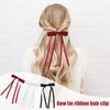 Satin Hair Bows Hair Clips for Women, 3-Pack Satin Metal Hair Bows Barrettes Set, Stylish Bow Hairpin Bow Hair Clips for Women Girls (Red White Black)
