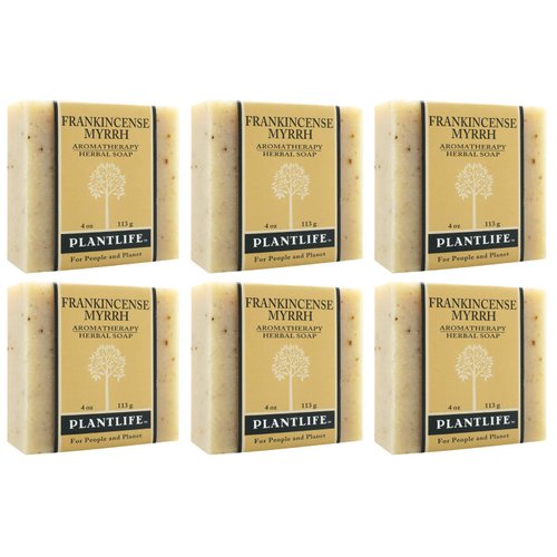 Plantlife Frankincense Myrrh 6-Pack Bar Soap - Moisturizing and Soothing Soap for Your Skin - Hand Crafted Using Plant-Based Ingredients - Made in California 4oz Bar